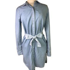 Women's Denim Jean Shirt Dress Size 6 Belt & Buttons Soft Vtg Victoria Secret